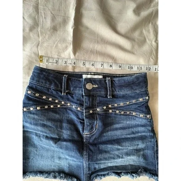 Abercrombie Kids Girl's Size 7/8 Denim Mini Skort Studded Blue Jeans Summer - Picture 7 of 10